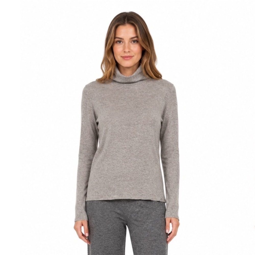 Zara Grey Heathered Turtleneck Long Sleeve Knit Top L Lagenlook Casual 114-16